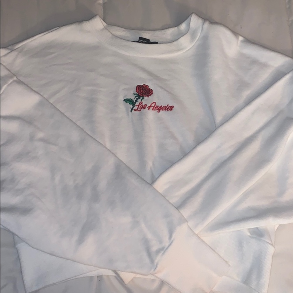 White Cropped LA Sweatshirt